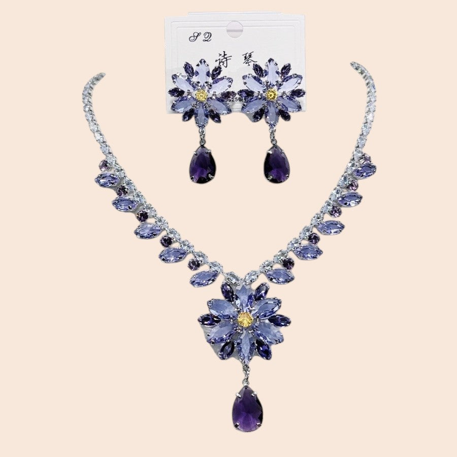 Luxury Crystal Snowflake Jewelry Set – Elegant Evening Sparkle