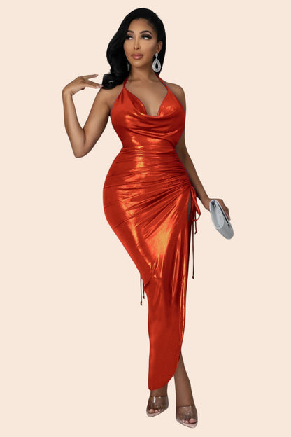 Midnight Allure Halter Gown