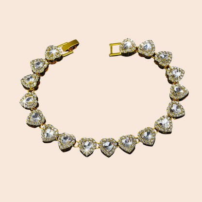 Luxury Heart Crystal Cuban Chain Set