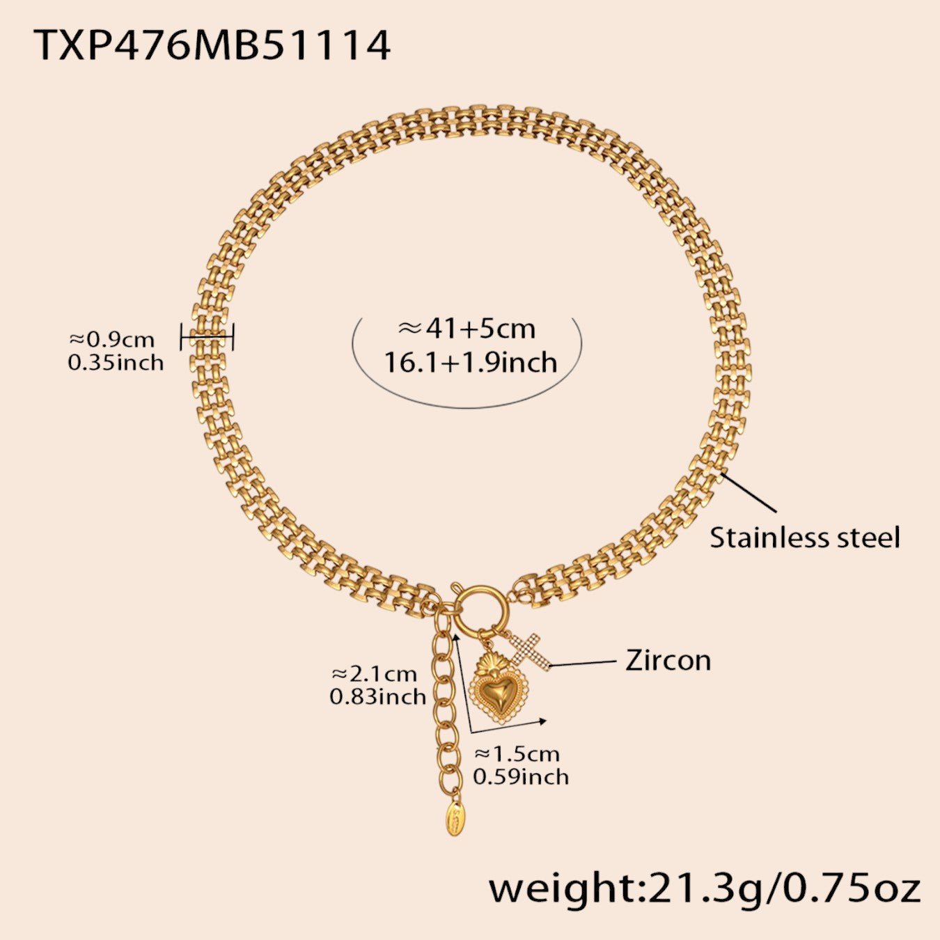 Luxe Heart Charm Zircon Jewelry Set