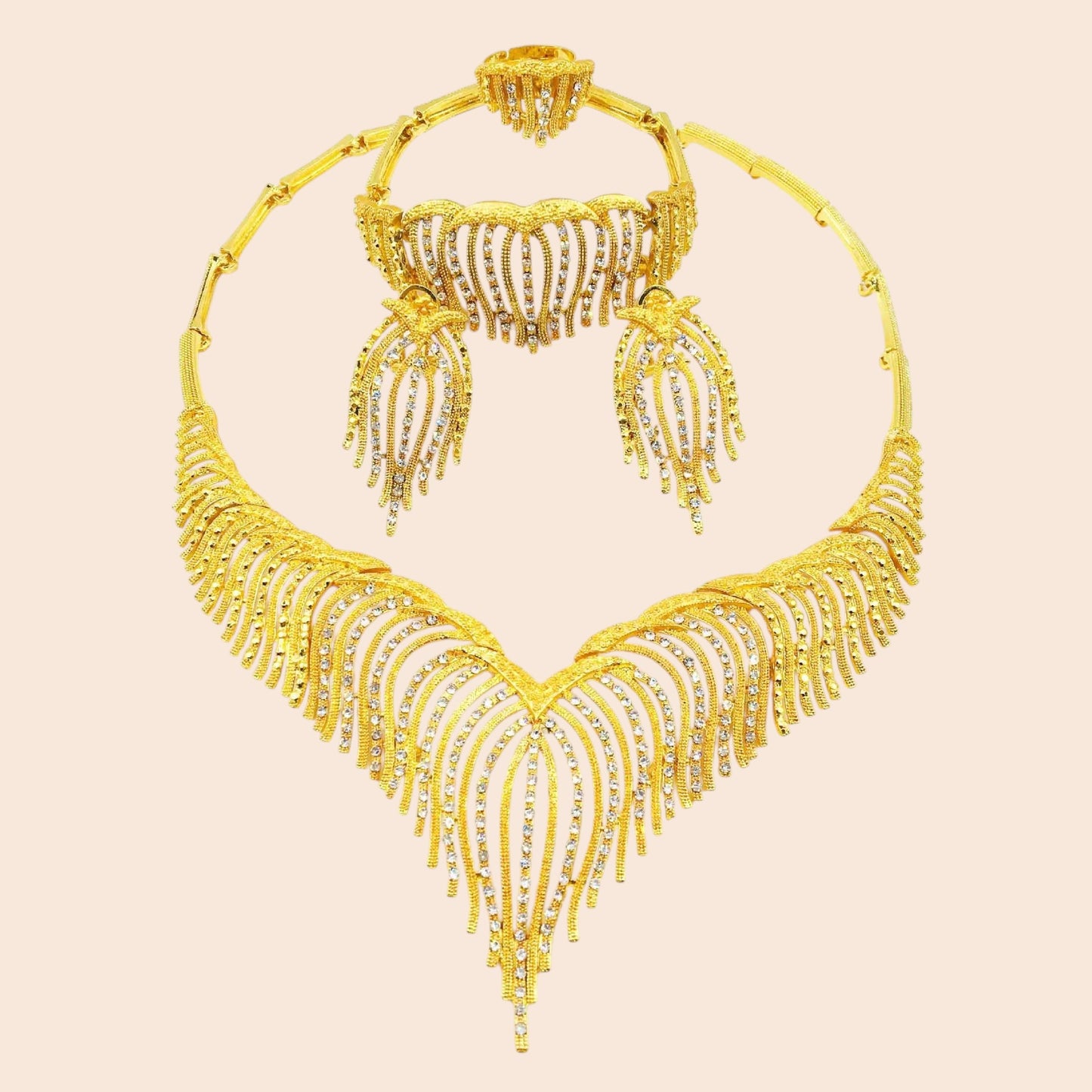 Royal Gold Statement Jewelry Set – Timeless Elegance Collection