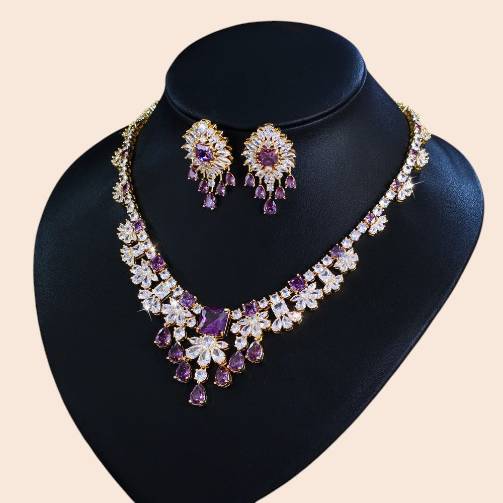 Royal Violet Crystal Statement Jewelry Set