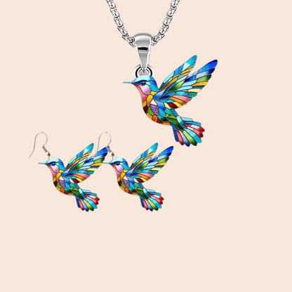 Rainbow Hummingbird Jewelry Set