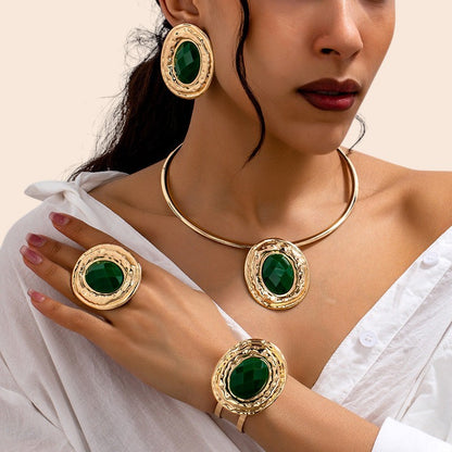 Vintage Emerald Statement Jewelry Set