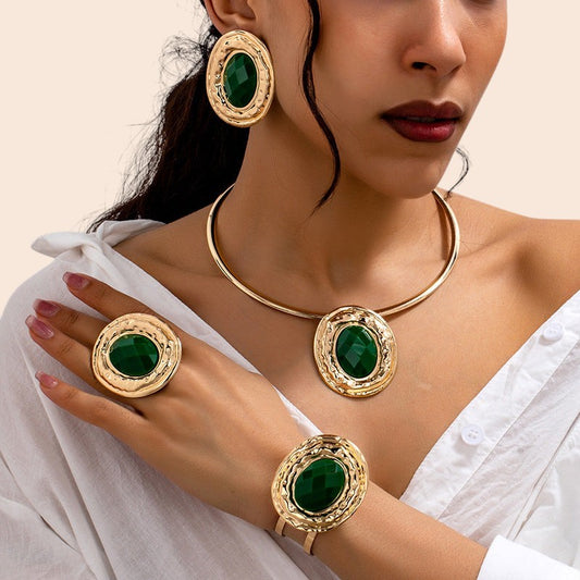 Vintage Emerald Statement Jewelry Set