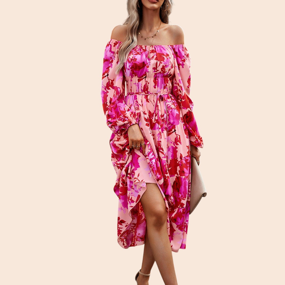 Off-Shoulder Floral Maxi Dress