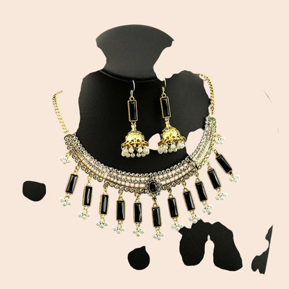 Vintage Pearl Flower Statement Necklace & Earring Set