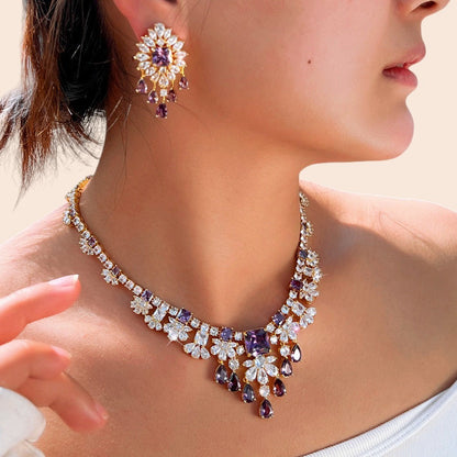 Royal Violet Crystal Statement Jewelry Set