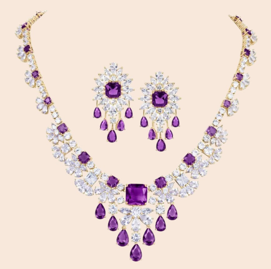 Royal Violet Crystal Statement Jewelry Set