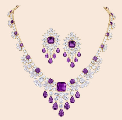 Royal Violet Crystal Statement Jewelry Set