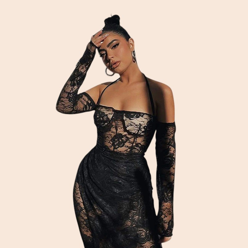 Midnight Rose Lace Dress