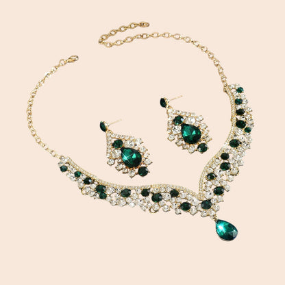 Vintage Crystal Teardrop Necklace & Earring Set