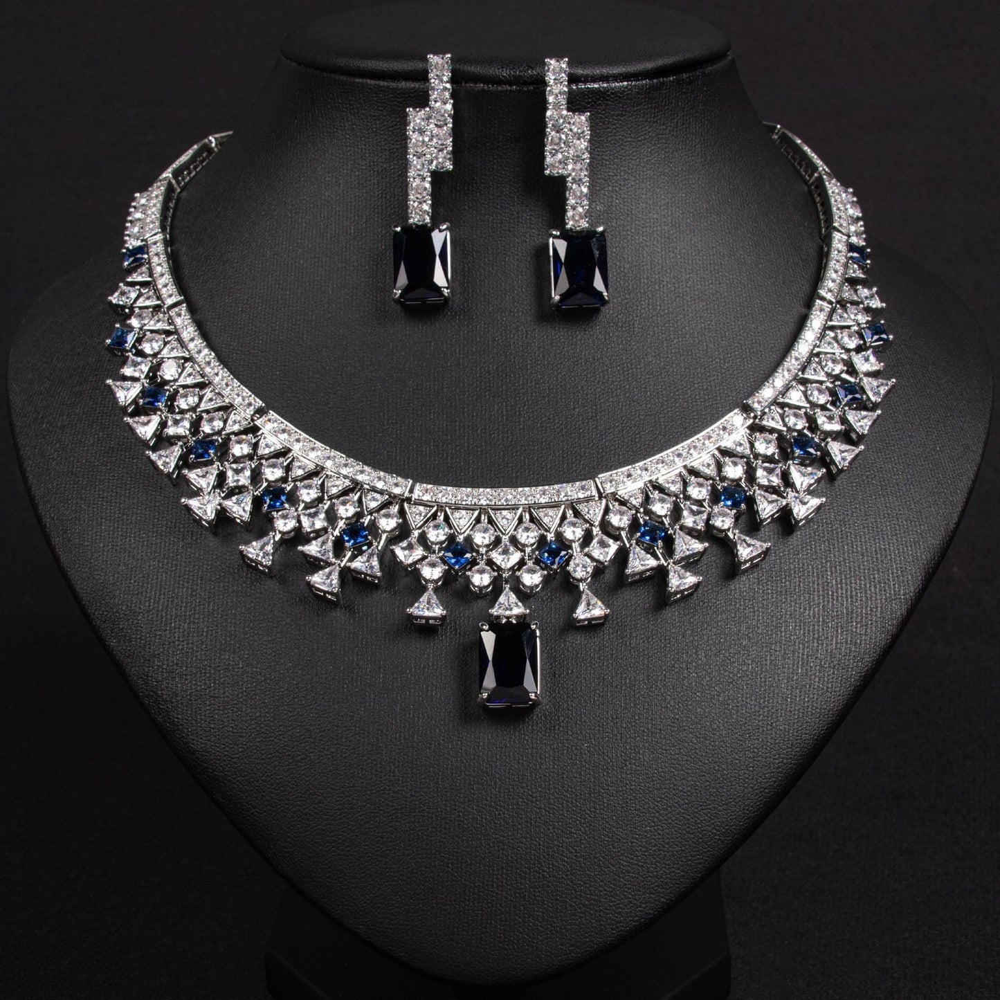 Luxury Zircon Crystal Necklace & Earring Set