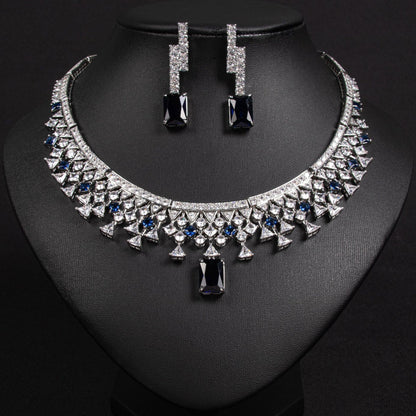 Luxury Zircon Crystal Necklace & Earring Set