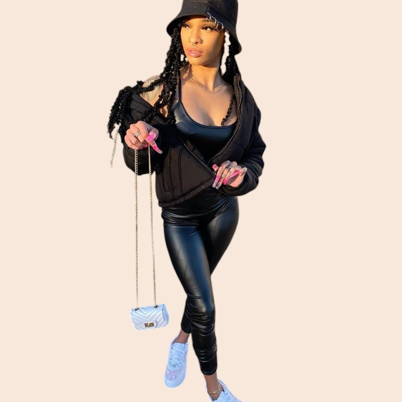 Faux Leather Sculpt Jumpsuit