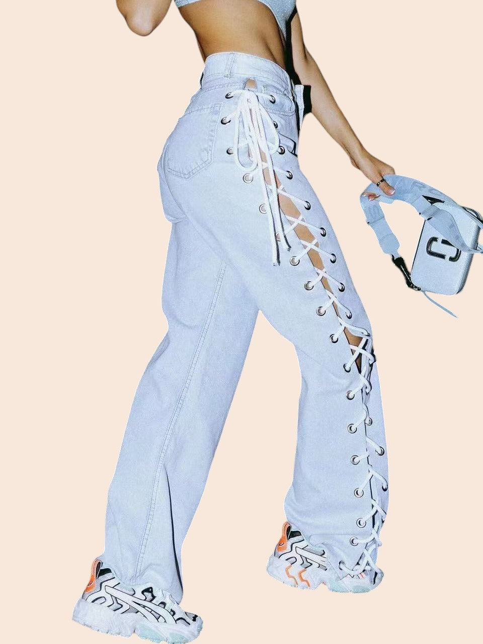 Lace-Up Wide Leg Jeans – Street Luxe Denim