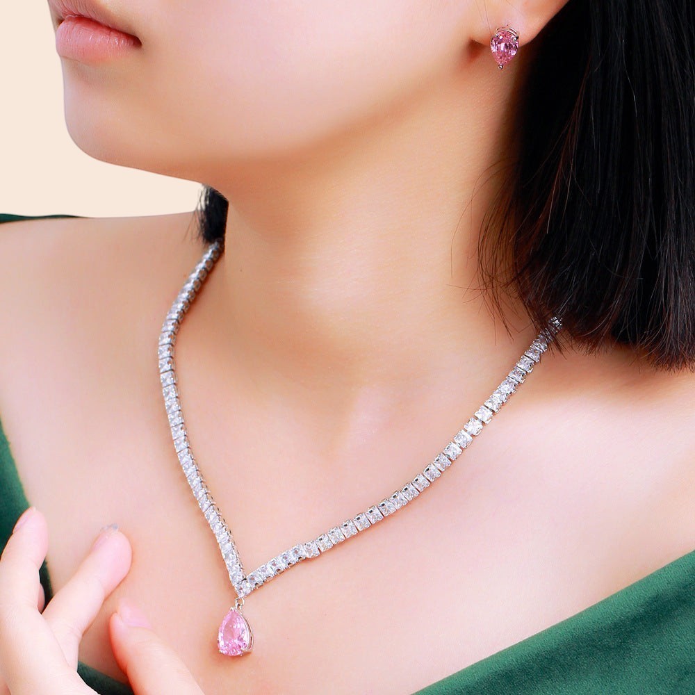 Blush Teardrop Crystal Jewelry Set