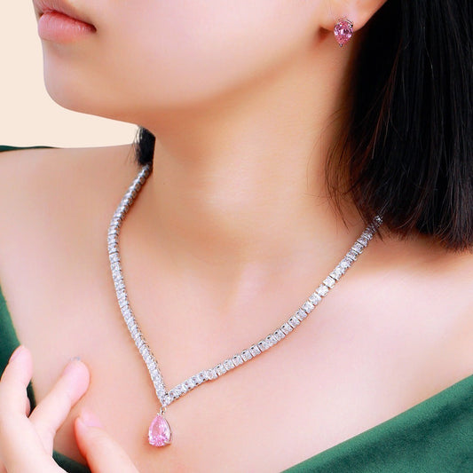 Blush Teardrop Crystal Jewelry Set