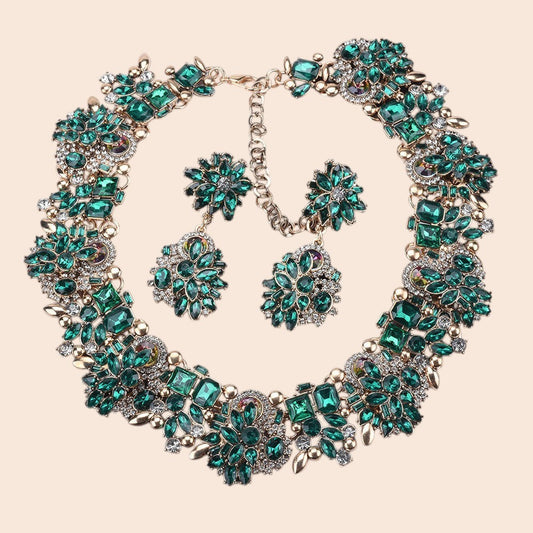 Vintage Luxe Crystal Jewelry Set – Regal Statement Glam