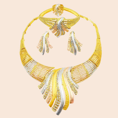 Royal Gold Statement Jewelry Set – Timeless Elegance Collection