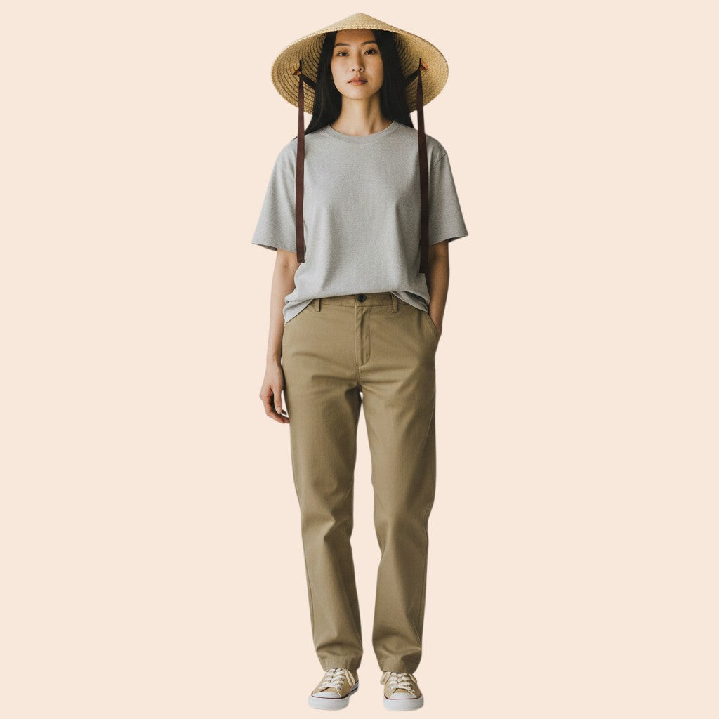 My Store natural straw wide brim sun hat with decorative scalloped edge and dark ribbon ties.