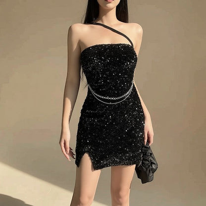 Midnight Glimmer Sequin Mini Dress