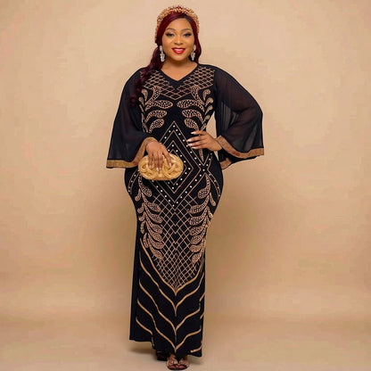 Geometric Embellished Maxi Dress