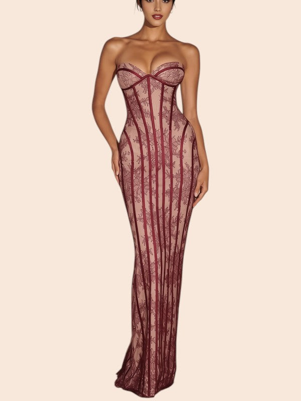Midnight Lace Corset Maxi Dress
