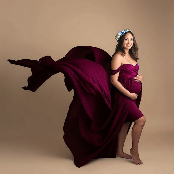 Elegant Off-Shoulder Maternity Maxi Dress